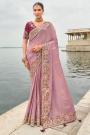 Mauve Tissue Silk Embroidered Saree