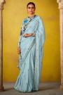 Sky Blue Tissue Silk Embroidered Saree With Stylish Blouse
