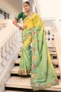 Lemon Yellow Green Crepe Silk Zari Woven & Embroidered Saree