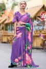 Purple Georgette Floral Print Saree
