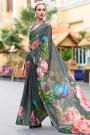 Grey Georgette Floral Print Saree