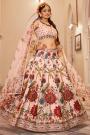 Ivory Silk Hand Worked & Printed Lehenga Set