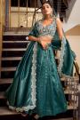 Teal Silk Embroidered Lehenga Set