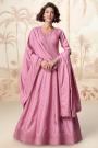 Pink Silk Embroidered Anarkali Dress With Dupatta