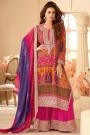 Multicolor Printed & Embroidered Chinon Silk Kurta Set