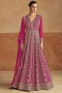 Pink Chinon Silk Embroidered Anarkali Dress With Dupatta