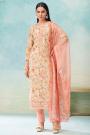 Peach Cotton Printed & Lace Worked Kurta Set