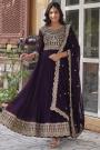 Plum Georgette Anarkali Dress With Dupatta