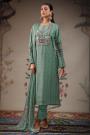 Sea Green Cotton Printed & Hand Work Kurta Set