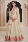 Ivory Silk Embroidered Anarkali Set