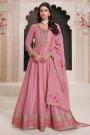 Blush Pink Silk Embroidered Anarkali Set