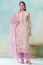 Lilac Cotton Printed & Lace Worked Kurta Set