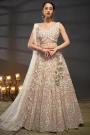 Ivory Net Embroidered Lehenga Set With Belt