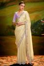 Cream Yellow Luxe Tissue Silk Embroidered Saree