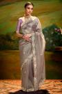 Taupe Luxe Tissue Silk Embroidered Saree