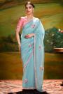 Soft Blue Luxe Tissue Silk Embroidered Saree