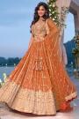 Tangerine Georgette Embroidered Lehenga Set