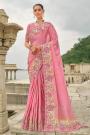 Blush Pink Silk Zari Woven & Embroidered Saree