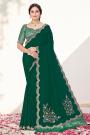 Dark Green Crepe Silk Embroidered Saree