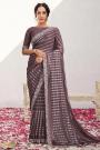 Mauve Georgette Embroidered Saree