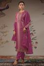 Magenta Silk Zari Woven & Hand Embroidered Kurta Set