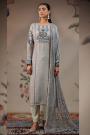 Light Grey Cotton Printed & Hand Work Kurta Set