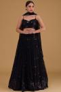 Black Georgette Embroidered Lehenga Set