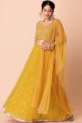 Yellow Georgette Embroidered Lehenga Set