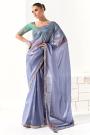 Lilac Organza Tissue Silk Embroidered Saree With Hand Work Blouse