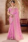 Pink Tissue Silk Embroidered Saree