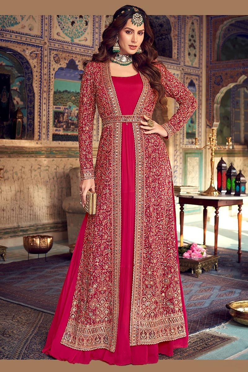 Rose Brown Anarkali style Dress Real Georgette main image 1