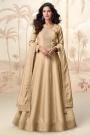 Gold Yellow Silk Embroidered Anarkali Dress With Dupatta