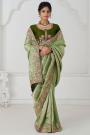 Pastel Green Silk Embroidered Saree