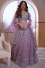 Lilac Net & Satin Embroidered Lehenga Set