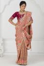 Peach Silk Embroidered Saree