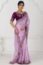 Lilac Silk Embroidered Saree