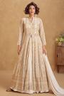 Ivory Georgette Chikankari Embroidered Anarkali With Skirt Set