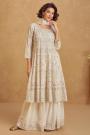 Vanilla Georgette Embroidered Sharara Kurta Set