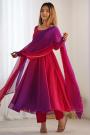Pink & Purple Ombre Georgette Anarkali Set