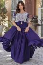 Deep Purple Georgette Embroidered Indowestern Flared Top & Skirt Set