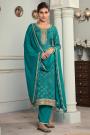 Teal Silk Bandhani Printed & Embroidered Kurta Set