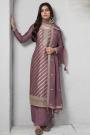 Mauve Silk Zari Woven Embroidered Kurta Set