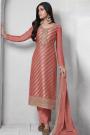 Coral Silk Zari Woven Embroidered Kurta Set