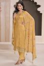 Yellow Silk Hand Embroidered Kurta Set
