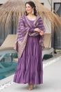 Mauvey Lavender Chanderi Silk Anarkali Dress With Banarasi Dupatta