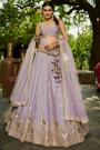 Lilac Chiffon Embroidered Lehenga Set