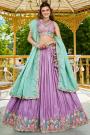 Lilac Satin Embroidered Lehenga Set