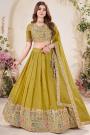 Mustard Green Georgette Embroidered Lehenga Set