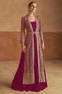 Maroon Georgette Anarkali Dress With Embroidered Georgette Jacket With Belt