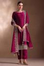 Deep Pink Georgette Sparkling Stone Embellished Kurta Set